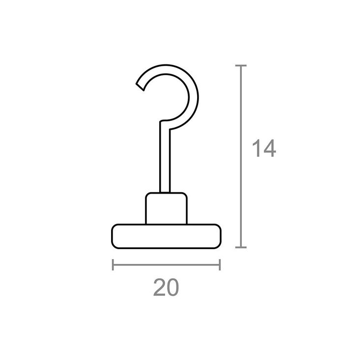 Micel Imán Neodimio Gancho IM32 Níquel 20x14 mm, Magnetización Axial, Gancho Métrica 4, Soporta 12 kg
