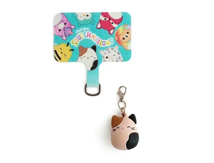 Wondee Charm Squishmallows Cam the Cat para Móvil - Colgante Decorativo Universal para Fundas, 100 x 20 x 58 mm