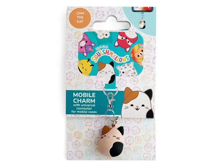 Wondee Charm Squishmallows Cam the Cat para Móvil - Colgante Decorativo Universal para Fundas, 100 x 20 x 58 mm