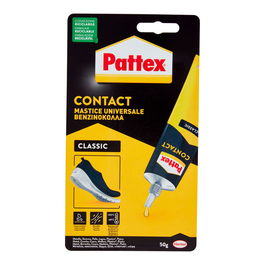 Pattex Cola de Contacto Classic, Pegamento de Contacto Rápido Transparente, Multimaterial, Impermeable y Flexible, para Bricolaje y Reparaciones, 50 g