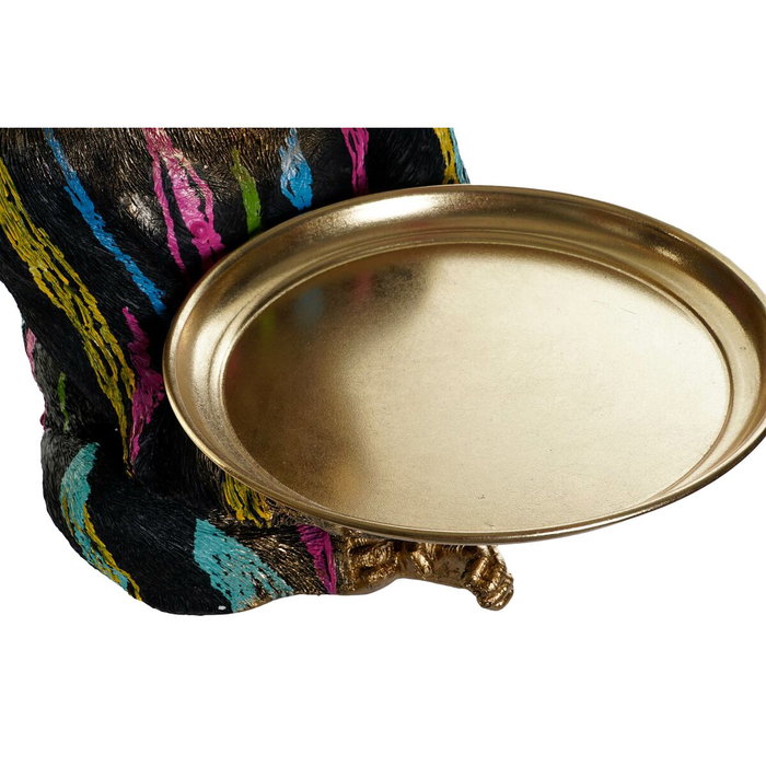 DKD Home Decor Figura de Gorila con Bandeja Multicolor y Dorado en Resina