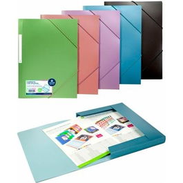 Carchivo Carpeta A4 Tres Solapas Gomas Polipropileno Azul Metalizado