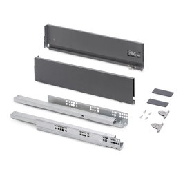 Emuca Cajón exterior Vertex con regulación 3D de altura 131mm, 40kg, profundidad 400mm, Acero, Gris antracita