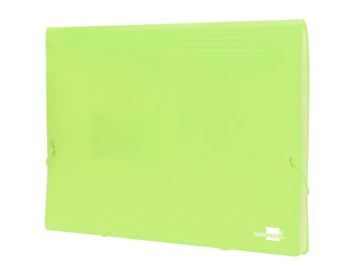 Liderpapel Carpeta Clasificadora Fuelle Polipropileno DIN A4 Amarillo Fluor Opaco 13 Departamentos