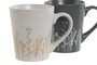 DKD Home Decor Mug Gris Mostaza (6 Unidades) 9 x 10.6 x 12.5 cm Gres Apto Microondas Lavavajillas