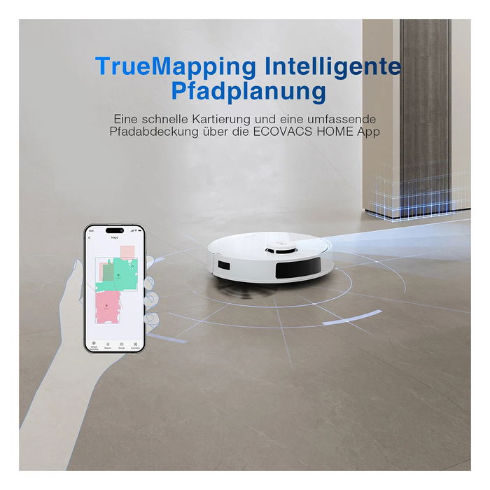 Ecovacs Deebot N20 Plus Robot Aspirador y Fregador Inteligente, Sin Bolsa, Navegación Láser TrueMapping, Compatible con Alexa y Google Assistant, Color Blanco