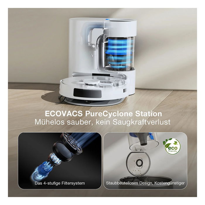 Ecovacs Deebot N20 Plus Robot Aspirador y Fregador Inteligente, Sin Bolsa, Navegación Láser TrueMapping, Compatible con Alexa y Google Assistant, Color Blanco