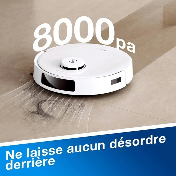 Ecovacs DEEBOT N20 PLUS Aspiradora Robot, Tecnología PureCyclone con Depósito de Polvo sin Consumibles, 8000 Pa