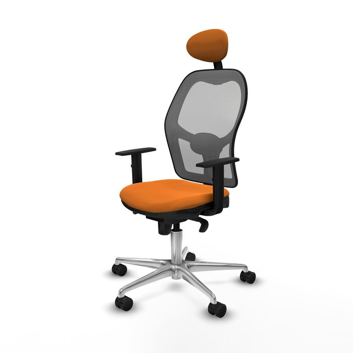 PIQUERAS Y CRESPO Silla de oficina Jorquera con mecanismo Sincro, Similpiel Naranja y Malla Gris PIQUERAS Y CRESPO Silla de oficina Jorquera con mecanismo Sincro, Similpiel Naranja y Malla Gris