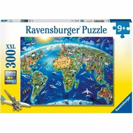 Ravensburger Puzzle 300 p XXL - Mapa de los monumentos del mundo