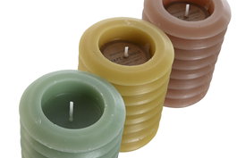 DKD Home Decor Vela Marron Verde Mostaza 7 x 10 x 7 cm (9 Unidades) 310 gr 40h