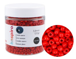Innspiro Rocalla de vidrio redonda opaco rojo 3,8mm 120gr