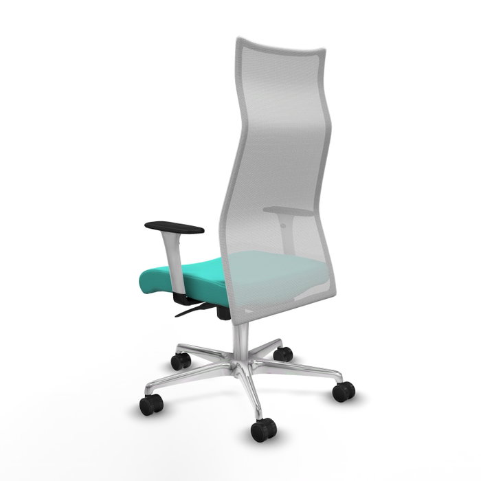 PIQUERAS Y CRESPO Sillón Albacete con mecanismo Sincro, Similpiel Turquesa y Malla Blanca PIQUERAS Y CRESPO Sillón Albacete con mecanismo Sincro, Similpiel Turquesa y Malla Blanca