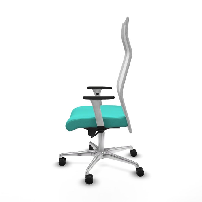 PIQUERAS Y CRESPO Sillón Albacete con mecanismo Sincro, Similpiel Turquesa y Malla Blanca PIQUERAS Y CRESPO Sillón Albacete con mecanismo Sincro, Similpiel Turquesa y Malla Blanca