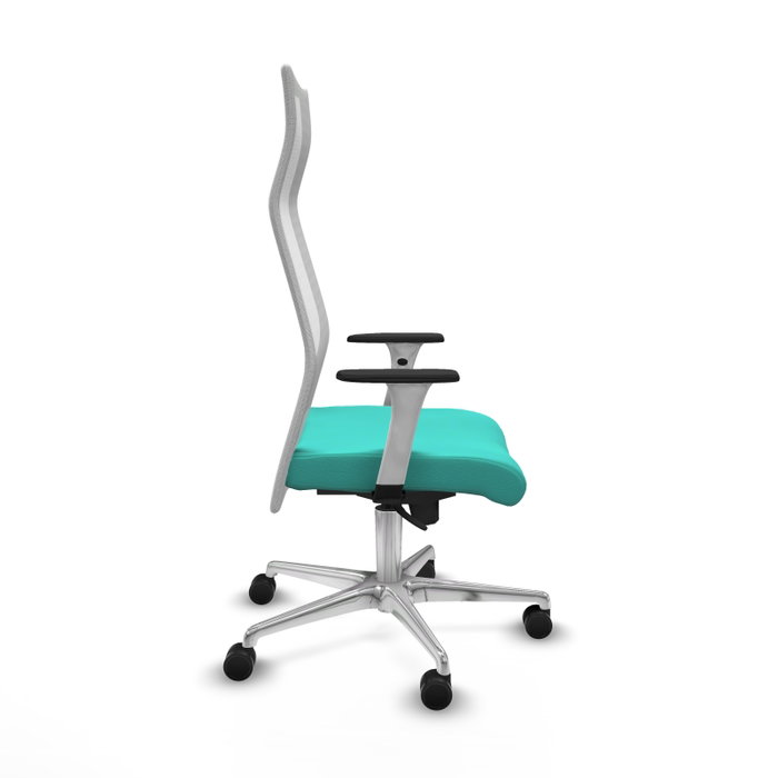 PIQUERAS Y CRESPO Sillón Albacete con mecanismo Sincro, Similpiel Turquesa y Malla Blanca PIQUERAS Y CRESPO Sillón Albacete con mecanismo Sincro, Similpiel Turquesa y Malla Blanca