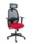 PIQUERAS Y CRESPO Silla de oficina Cilanco, Mecanismo Sincro, Asiento Rojo y Malla Negro