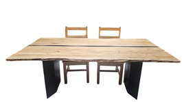 DKD Home Decor Mesa de Comedor de Acacia y Metal 200x100x76 cm