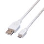 VALUE Cable USB 2.0 de USB A a Micro-USB B, Blanco, 0,15 m