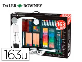 Daler rowney Set de Pinturas 163 Piezas con Caballete de Aluminio Plegable para Artistas Principiantes y Experimentados, Maletín Portátil