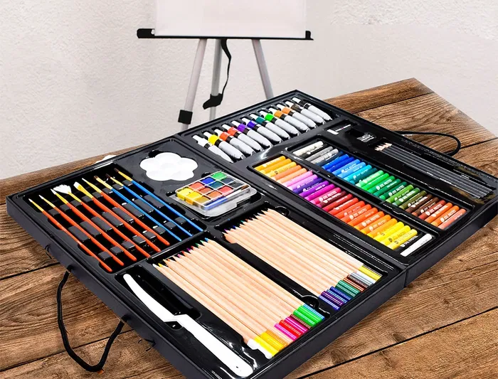 Daler rowney Set de Pinturas 163 Piezas con Caballete de Aluminio Plegable para Artistas Principiantes y Experimentados, Maletín Portátil