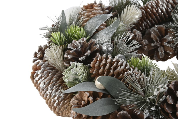 DKD Home Decor Corona Navidad Alpina Verde Natural Piña Porexpan 34 x 8.5 x 34 cm (2 Unidades)