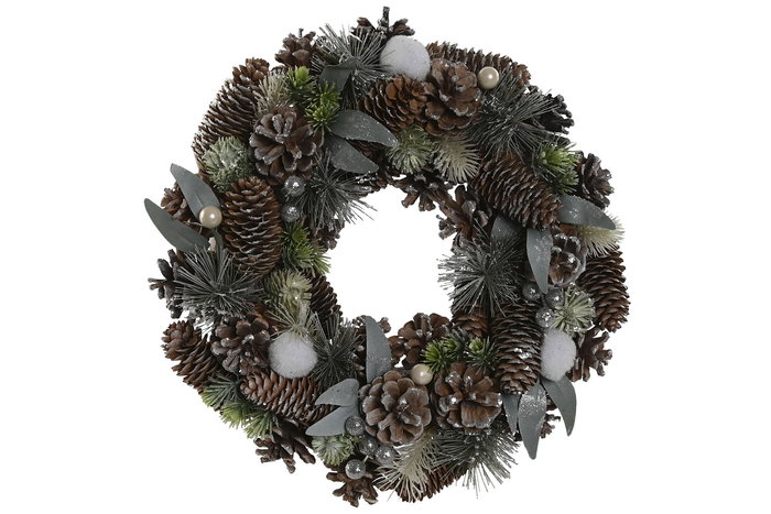 DKD Home Decor Corona Navidad Alpina Verde Natural Piña Porexpan 34 x 8.5 x 34 cm (2 Unidades)