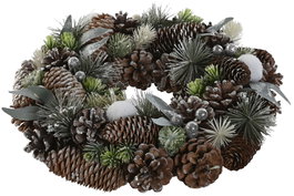 DKD Home Decor Corona Navidad Alpina Verde Natural Piña Porexpan 34 x 8.5 x 34 cm (2 Unidades)