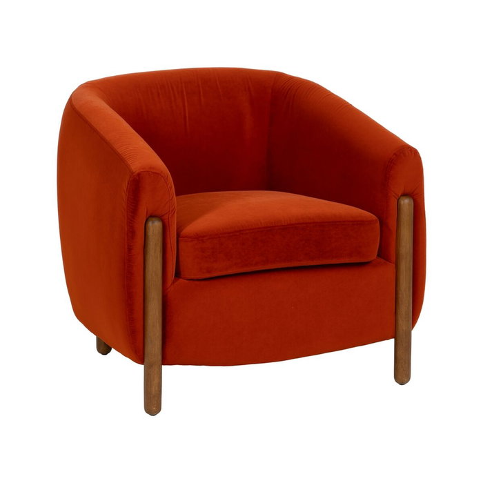 Ixia Sillón Rojo de Tejido y Madera para Salón