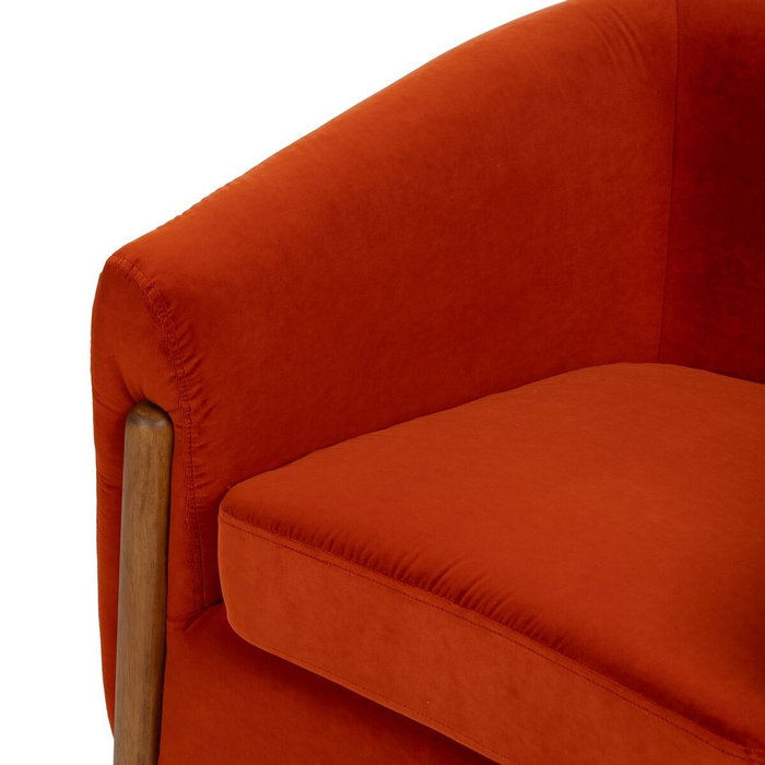 Ixia Sillón Rojo de Tejido y Madera para Salón