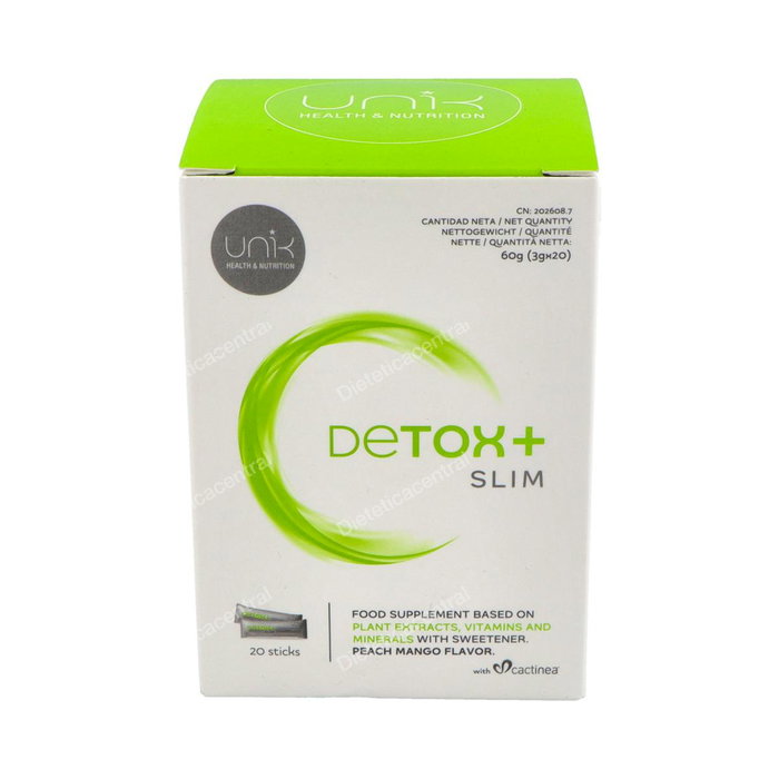 Luxik Unik Detox +Slim 20 Sticks - Complemento Alimenticio para Depuración y Control de Peso, Sabor Mango-Melocotón Luxik Unik Detox +Slim 20 Sticks - Complemento Alimenticio para Depuración y Control de Peso, Sabor Mango-Melocotón