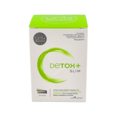 Unik Detox +Slim - Complemento Alimenticio para Depuración y Control de Peso, Sabor Mango-Melocotón, 20 Sticks