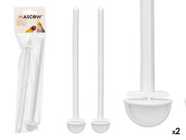 Mascow Set 2 Palo Accesorio Jaula Blanco Plástico PP 6 cm x 25 cm x 3 cm (Set de 24)