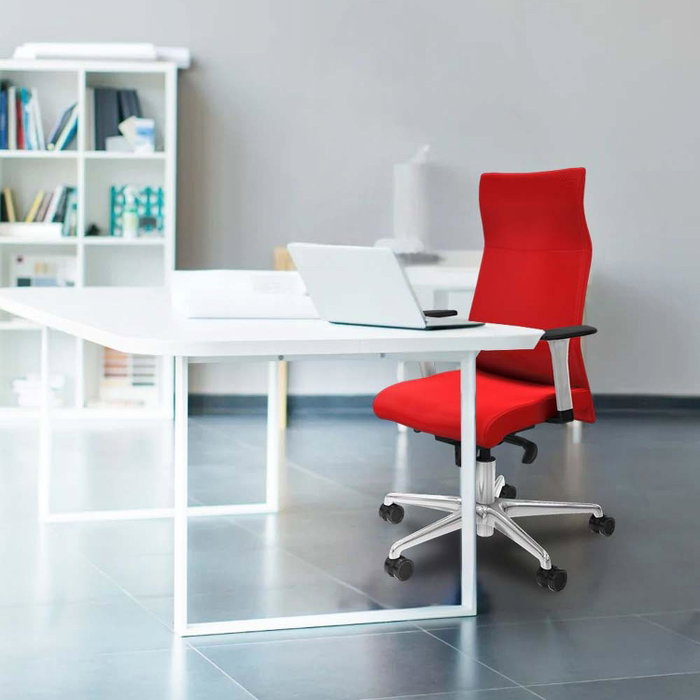 PIQUERAS Y CRESPO Sillón Albacete Blanco con Mecanismo Sincro y Base de Aluminio