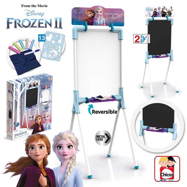 Chicos Pizarra Frozen II 2 en 1 Magnética y para Tizas 37x32x98 cm Incluye 12 Accesorios