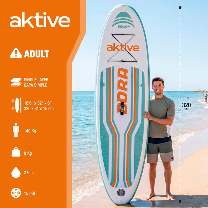 Aktive Tabla de Paddle Surf 320x81x15cm con Accesorios