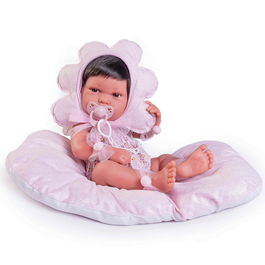 Muñecas Antonio Juan Muñeca Recién Nacida Pipa Flor 50397 Bebé de Vinilo con Pelele, Chupete y Cojín