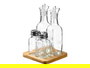 Vivalto Set Aceitera Vinagrera Salero Pimentero 15x20x7cm con Base de Madera y Materiales Mixtos (Set de 8)
