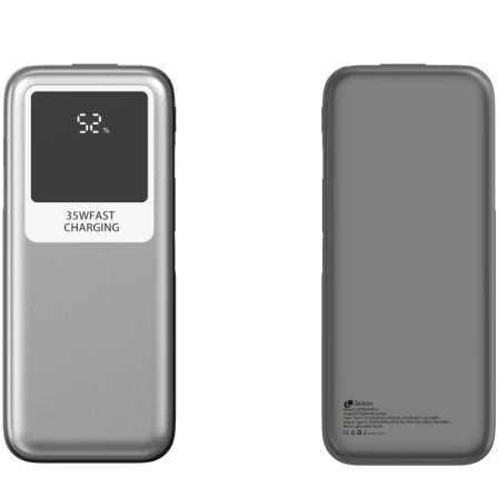 Leotec Powerbank 10000mAh LePow35W10S 35W Plata y Gris Incluye Cable USB Tipo-C y Lightning
