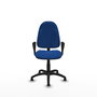 Silla de oficina Algarra con mecanismo Contacto permanente básico tapizada con Similpiel color Azul. Equipada con Base poliamida negra, Brazos fijosy Topes