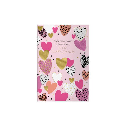 Pack 6 Tarjetas de Felicitación Cumpleaños - Tamaño 11,5 X 17 Cm - Modelo Corazones Dohe 70062