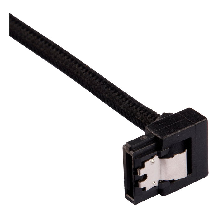 Corsair Pack de 2 cables SATA Premium con revestimiento trenzado y conector en ángulo, negro, 30 cm