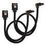 Corsair Pack de 2 cables SATA Premium con revestimiento trenzado y conector en ángulo, negro, 30 cm