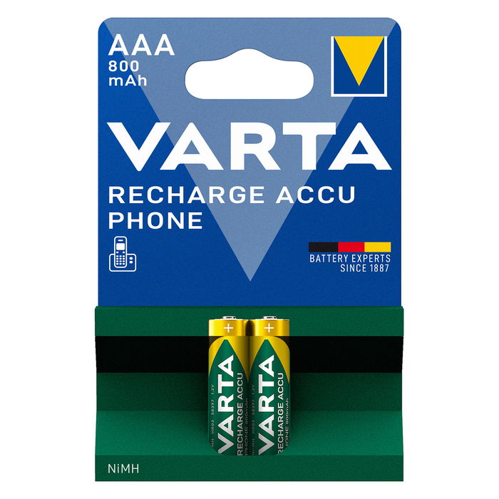 VARTA Akkus AAA 1.2V Rechargeable Ni-MH (HR03) Pack de 2 unidades - Pilas recargables