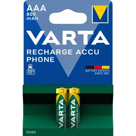 VARTA Batería recargable AAA T398B 1,2 V 800 mAh (Pack de 2)