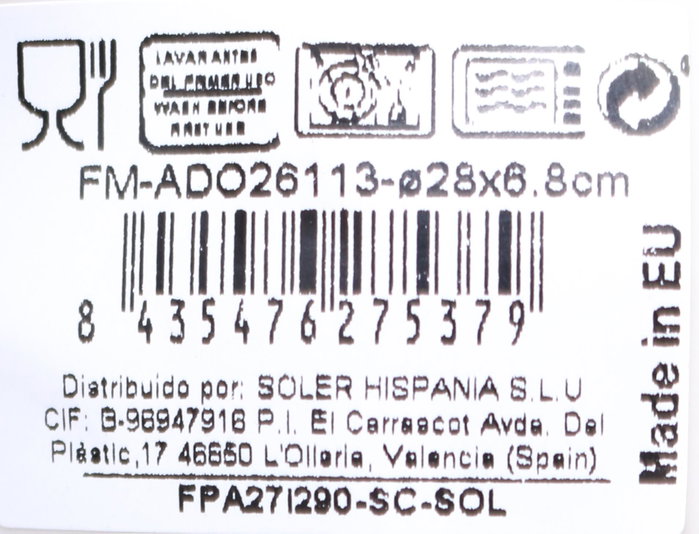 La Mediterranea Plato Pasta Risotto Ador Bari 28cm 6 unidades