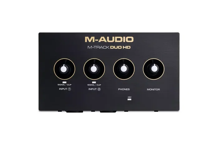 MAUDIO M-Track Duo HD Pack Interfaz de Audio USB-C 2 Entradas/2 Salidas 24 bits/192 kHz con Micrófono, Auriculares y Software Producer Essentials