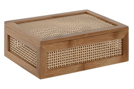 DKD Home Decor Caja de Bambú y Ratán Natural 23x15x8 cm