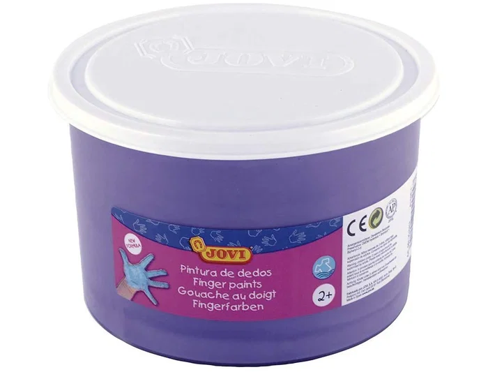 Jovi Pintura a Dedos 500 cc Violeta - Pintura opaca de secado rápido y color intenso, aplicable directamente sin agua.