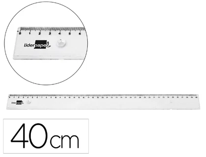 Liderpapel Regla de plástico transparente irrompible 40 cm Liderpapel Regla de plástico transparente irrompible 40 cm