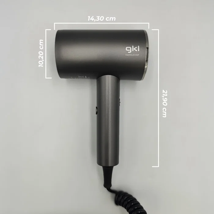 GKL Secador Profesional ONYXRESORT de Pared, 1600W, 2 Velocidades 3 Temperaturas, Negro, con Concentrador y Soporte para Hotel o Residencia